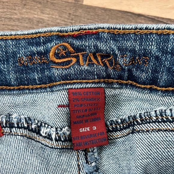 Y2K Star Low Rise Bootcut Raised Front Stitch Seam Jeans Stone Wash Jeans Size 3 - Picture 3 of 10
